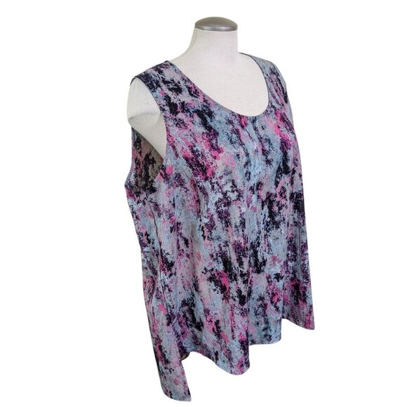 Penningtons Womens Plus Size 3X Top Pink Multicolor Sleeveless Career Casual - Picture 2 of 6